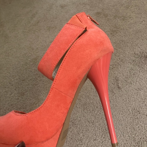 Charlotte Russe peach suede platform stilettos - Picture 7 of 9